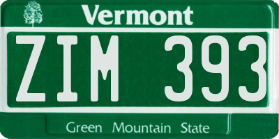 VT license plate ZIM393