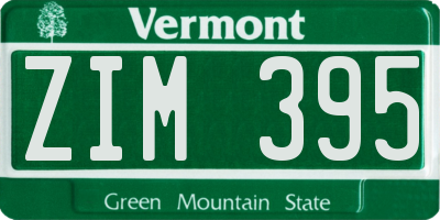 VT license plate ZIM395