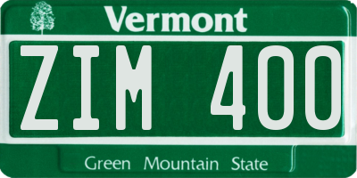 VT license plate ZIM400