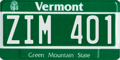 VT license plate ZIM401