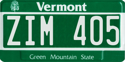 VT license plate ZIM405
