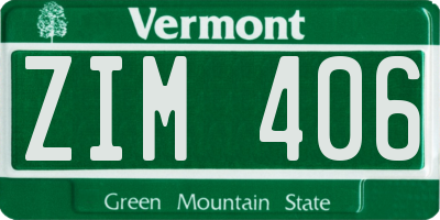 VT license plate ZIM406