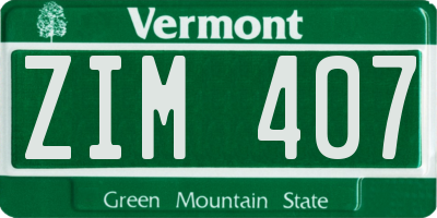 VT license plate ZIM407