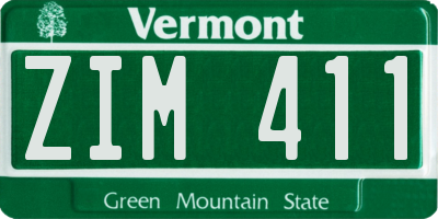 VT license plate ZIM411
