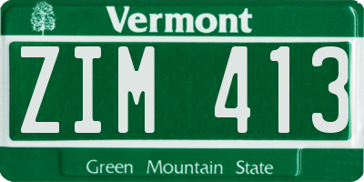 VT license plate ZIM413