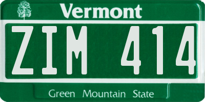 VT license plate ZIM414