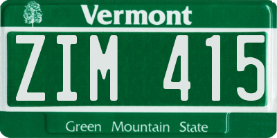 VT license plate ZIM415