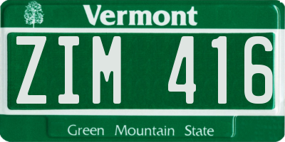 VT license plate ZIM416