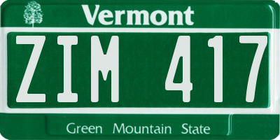 VT license plate ZIM417