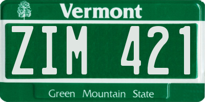 VT license plate ZIM421