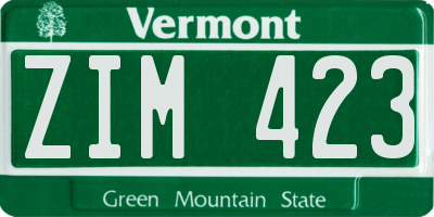 VT license plate ZIM423