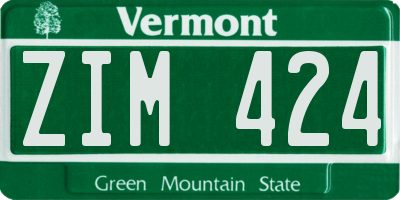 VT license plate ZIM424