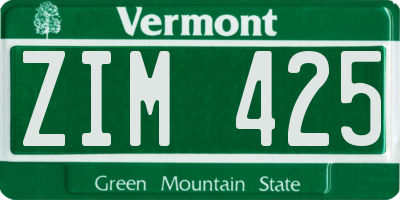 VT license plate ZIM425