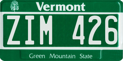 VT license plate ZIM426