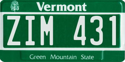 VT license plate ZIM431