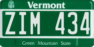 VT license plate ZIM434