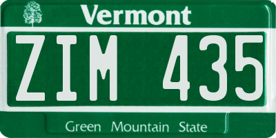 VT license plate ZIM435