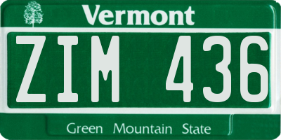 VT license plate ZIM436