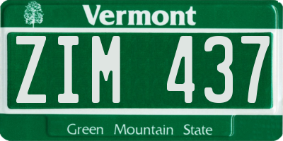 VT license plate ZIM437