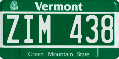 VT license plate ZIM438