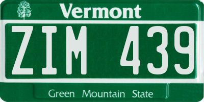 VT license plate ZIM439