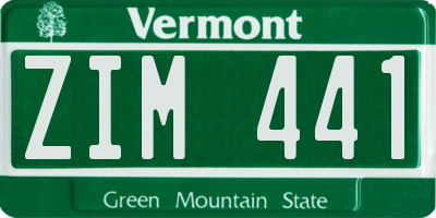 VT license plate ZIM441