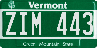 VT license plate ZIM443