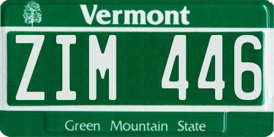 VT license plate ZIM446