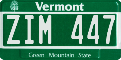 VT license plate ZIM447