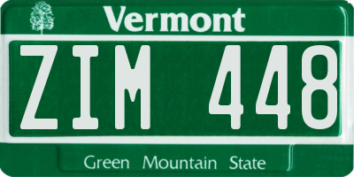 VT license plate ZIM448