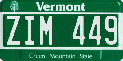 VT license plate ZIM449