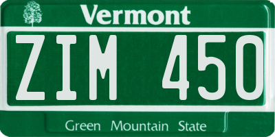 VT license plate ZIM450