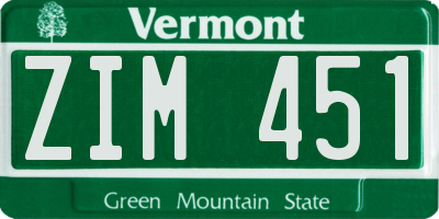 VT license plate ZIM451
