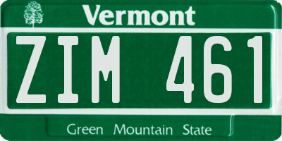 VT license plate ZIM461