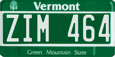 VT license plate ZIM464