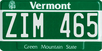 VT license plate ZIM465