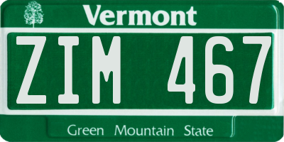 VT license plate ZIM467