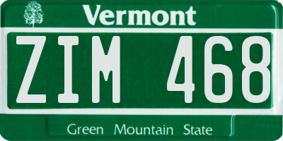 VT license plate ZIM468