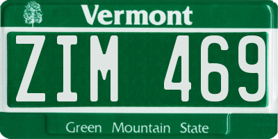 VT license plate ZIM469