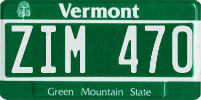 VT license plate ZIM470