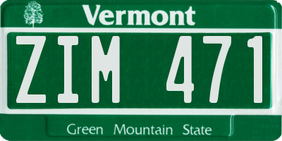 VT license plate ZIM471