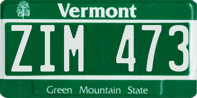 VT license plate ZIM473