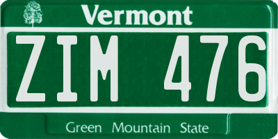 VT license plate ZIM476