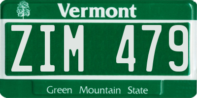 VT license plate ZIM479