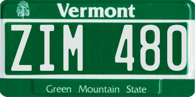 VT license plate ZIM480