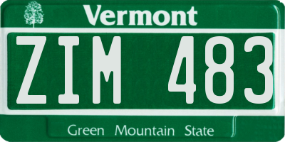 VT license plate ZIM483