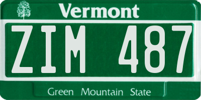 VT license plate ZIM487