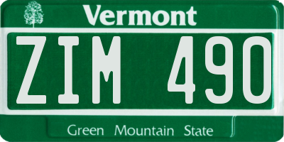 VT license plate ZIM490