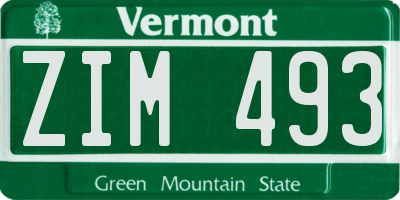 VT license plate ZIM493