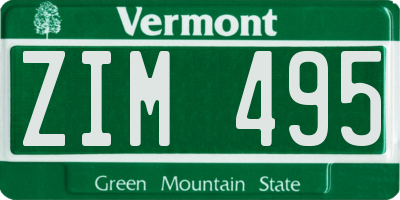 VT license plate ZIM495